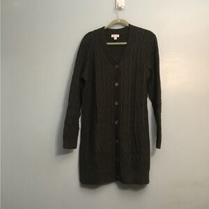 Denim & Company Chic Olive Cable Knit Cardigan